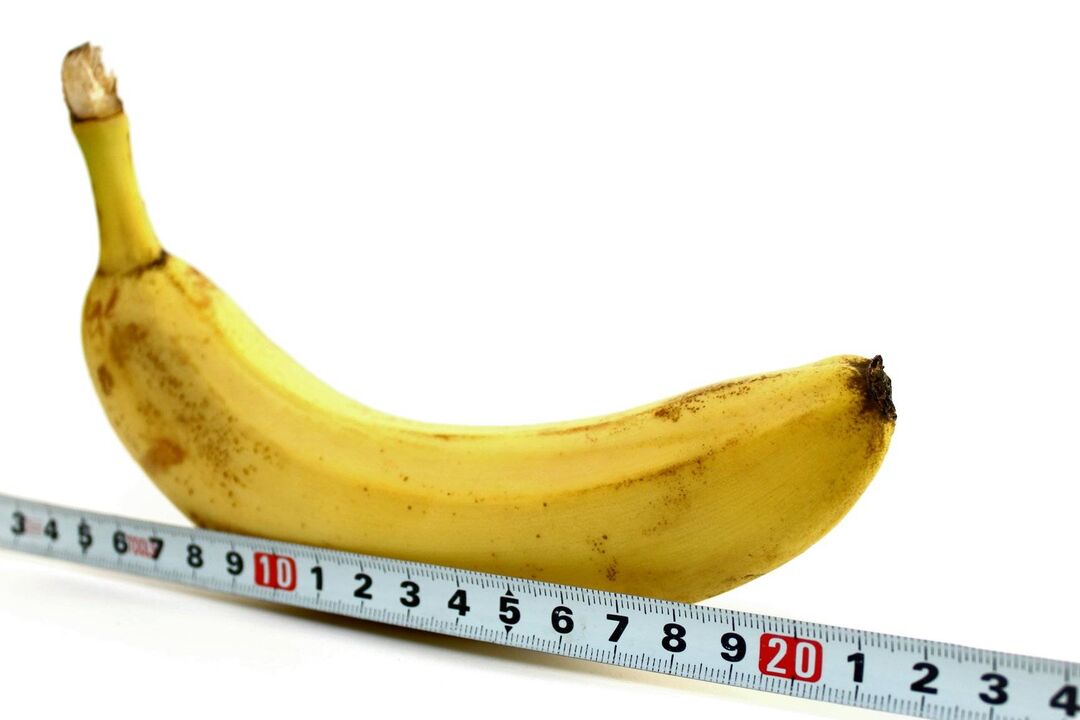 measuring a penis before enlarging it using the example of a banana
