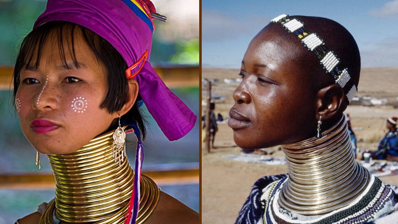 lengthening of the neck in women of the African tribe